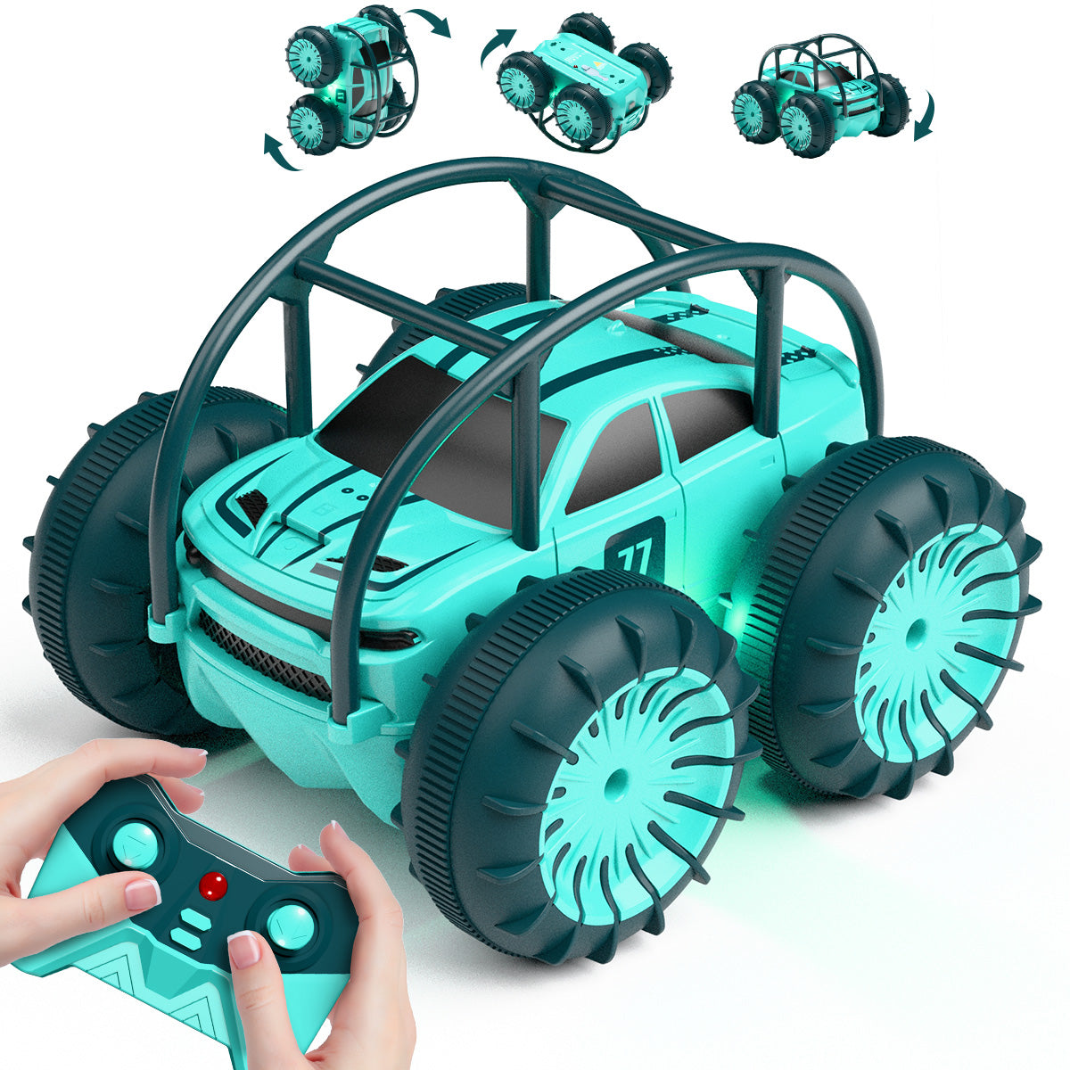 MaxTronic Amphibious Remote Control Car,Rechargeable RC Cars Toy 360° Flips Rotation Stunt Crawler 15KM/H 4WD All Terrain Outdoor Indoor Toy for Kids Boys Girls 3-12