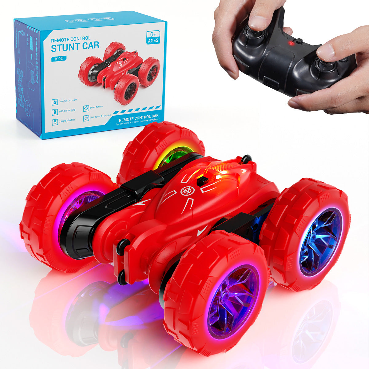 Upgraded Remote Control Car, Rechargeable RC Cars Toy All Terrain Off Road 4WD Double Sided Running Crawler, 360° Rotation & Flips 2.4GHz RC Stunt Car Birthday Gift for Boys & Girls Aged 3-12