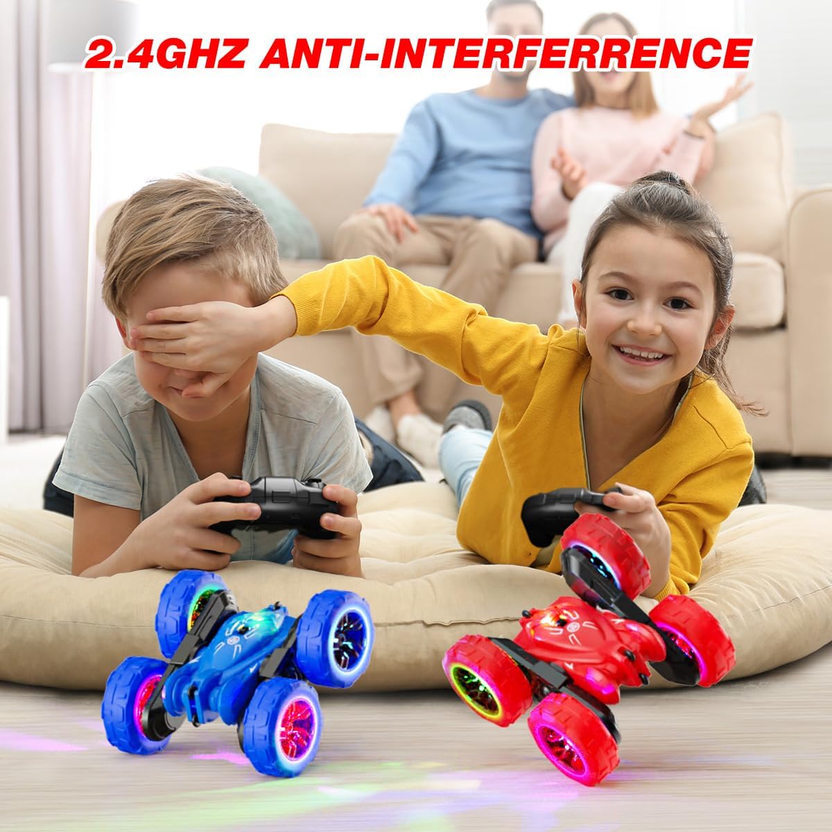 Upgraded Remote Control Car, Rechargeable RC Cars Toy All Terrain Off Road 4WD Double Sided Running Crawler, 360° Rotation & Flips 2.4GHz RC Stunt Car Birthday Gift for Boys & Girls Aged 3-12
